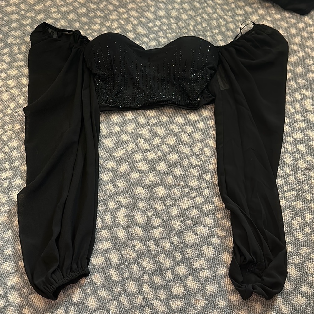 Black Rhinestone Crop top